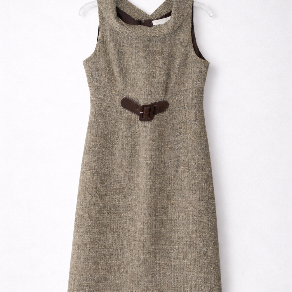 AA Studio AA Chic Tan Sleeveless Midi Dress with Belt Women's Size 14